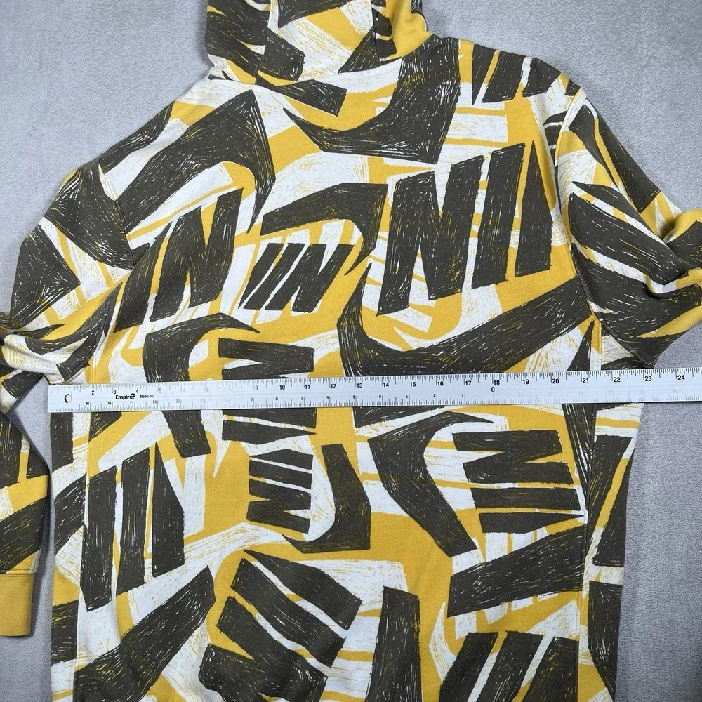 Nike Futura Club All Over Print Hoodie Men's M Yellow Gray Pullover Sweatshirt